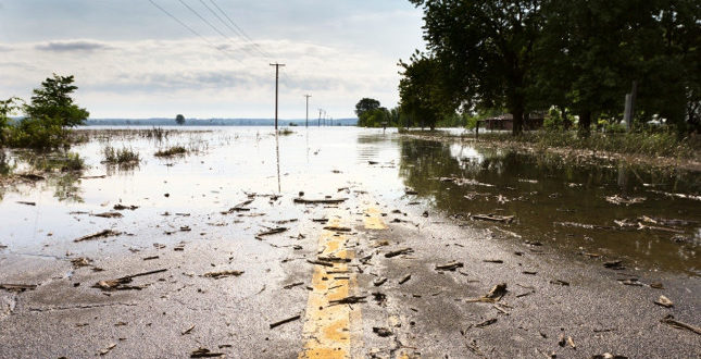 Flood damaged road